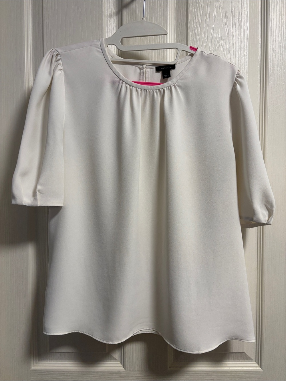 Ann Taylor Cream Puff-Sleeve Blouse
